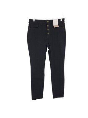 LC High Rise Skinny Jeans 10 Black Button Fly Clean Girl Minimal Chic Stretch